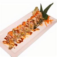 Red Dragon Roll · Shrimp tempura, snow crab meat and avocado topped with spicy tuna mix served with ell and sp...