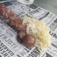 Hand-Crafted Smoked Sausage  · Smoked sausage served with Mocha's homemade sauerkraut 

*add a side of our Spicy Mustard sa...