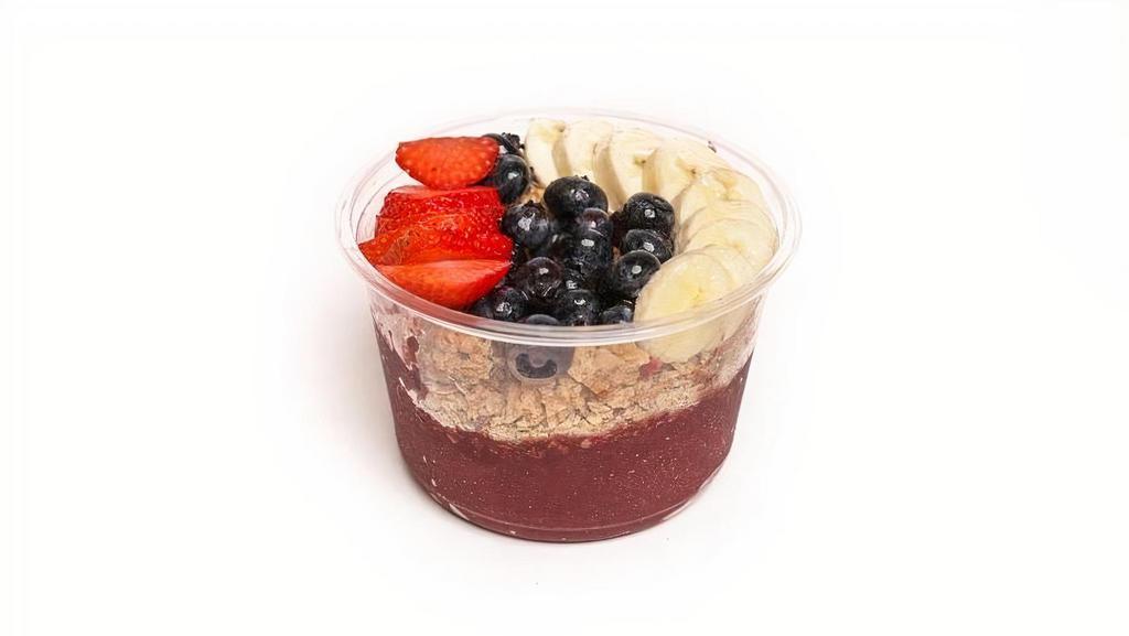 Byo Açaí Bowl · Vegan, gluten-free Açaí base topped with granola and your choice of toppings.