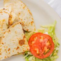 Fajita Quesadilla · Grilled with your choice of fajita meat, onions, tomatoes, and peppers. Served with lettuce,...