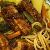 Chicken Hoisin-Pineapple Glaze Noodle Bowl · Grilled chicken tossed with In-Joy signature hoisin pineapple glaze sauce. Accompanied with ...
