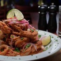 Jalea Peruana · Fish, calamari, octopus, shrimp and mussels seasoned and breaded, served with fried cassava,...