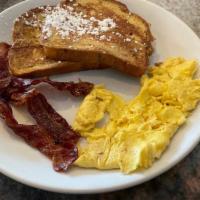 2-2-2 French Toast · Two challah French toast slices, two eggs and choice of bacon, pork or turkey sausage.
NO Su...