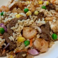 Bd'S Supreme Fried Rice · An entrée portion of our signature fried rice with shrimp, chicken, steak, soy and teriyaki ...