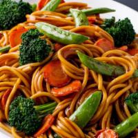 Kids' Stir Fry · Broccoli, carrots, mushrooms, and lo mein noodles.