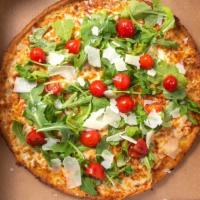 Cauliflower Pizza · tomatoes, mozzarella, parmesan, tomato sauce, arugula, olive oil, cauliflower pizza crust