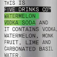 Watermelon Vodka Soda · F!ve DRINKS CO - Watermelon Vodka Soda - Vodka, Watermelon, Monk Fruit, Lime and Carbanted B...
