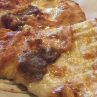 Lasagna Pizza · meat, mozzarella, ricotta, and marinara sauce