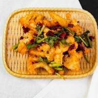 Dry Fried Cauliflower · Deep-fried cauliflower seasoned with cilantro, scallions, szechuan spices and dried chill pe...