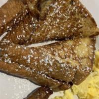French Toast Slam · Four extra thick Texas toast halves, with two halves, with