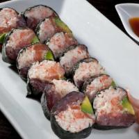 Holt Roll · Riceless roll with tuna, salmon, crab salad, and avocado.