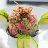 Ichiban Tuna Tartar · Chopped tuna, avocado, sesame oil, spicy mayo, kaiware, sesame seed, tobiko, and red onions ...