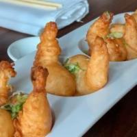 Honey Shrimp · Shrimp tempura w/ yuzu mayo, scallion, honey, sesame seeds, and walnuts.