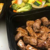Hibachi Steak · Served w. Steak , Mix Vegetables ( Onion , Carrots , Broccoli ,Zucchini  ), Fried Rice , Cle...
