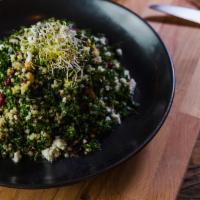 Kale & Quinoa · GoatCheese,Walnuts,Dried Cranberries and White
BalsamicGlaze (Vegan option available).