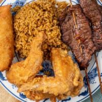 Manager Special · 2 wings, 2 teriyaki steaks,1 egg roll, with fried rice