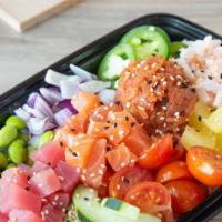Poke Bowl · 3 scoops of sushi-grade protein served with choice of bases, mix-in flavors and toppings
For...