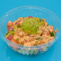 Rainbow Og Bowl · Tuna, yellowtail, salmon, green onions, cucumber, sweet onions, and bubu arare. Tossed in dy...