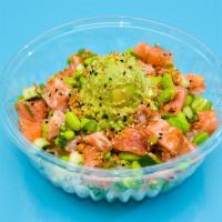 Salmon Og Bowl · Salmon, cucumber, green onions, edamame, and fried onions. Tossed in Hawaiian OG sauce and y...