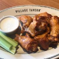 Buffalo Hot Wings · coated in spicy cause, celery sticks, blue cheese dressing