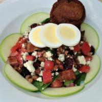 Spinach Salad · bacon, tomatoes, apples, cranberries, candied pecans, sliced egg, blue cheese, Poppy Seed dr...