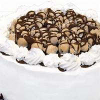 Cookie Dough Fudge Cake · A round white cake base, vanilla and chocolate froyo with cookie dough and fudge.  Serves 10...