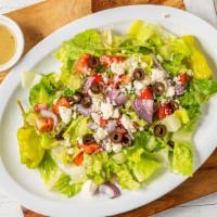 Greek Salad · Lettuce, tomato, cucumber, Feta cheese, pepper Cini pepper olive, onion