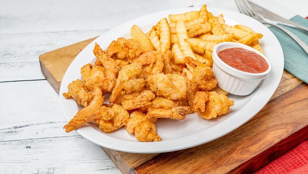 30 Shrimp & Fries · Fresh butterfly shrimp breaded in our store and fresh cooked plus crinkle fries.