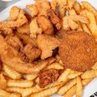 Seafood Select · Select: 1 piece fish and 10 pieces shrimp and six pieces oysters and crabcake.
Fish : Basa o...
