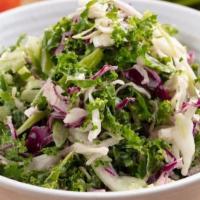 Coleslaw Salad · Gourmet coleslaw made in-house with cabbage, kale, broccoli, and carrots with vinegar and ma...