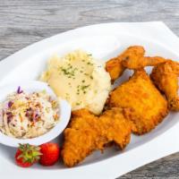 Crispy Fried Chicken  · with mashed potatoes, gravy & coleslaw