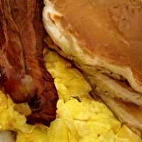 Carolina Made Big Breakfast · 3 Pancakes, 2 Eggs, 2 Strips of Bacon & 2 Sausage Links