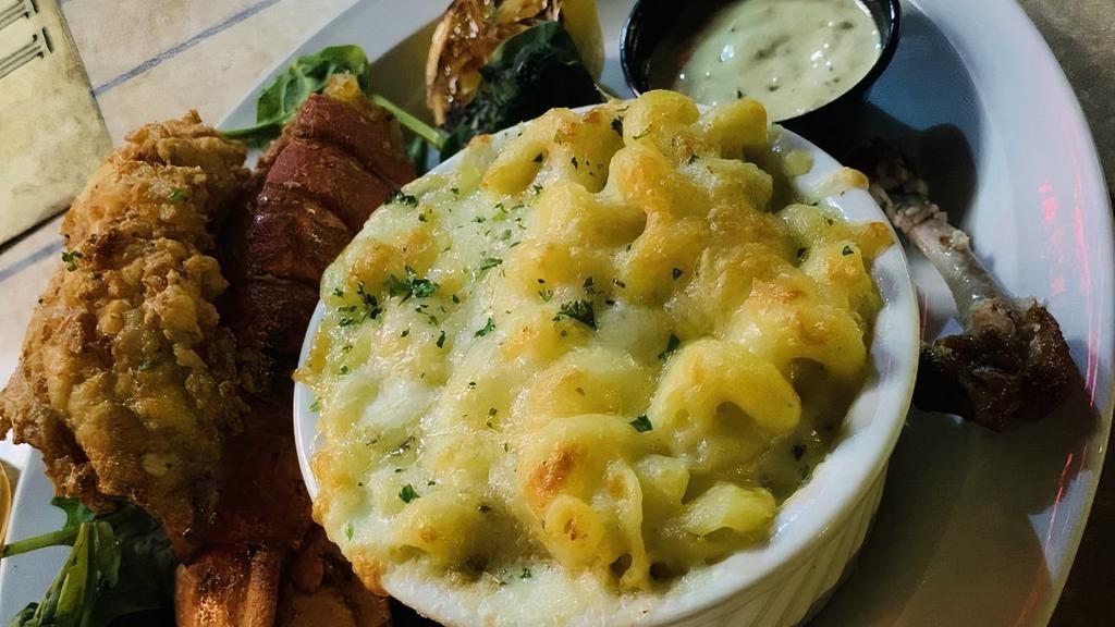 Fried Lobster · With macaroni and cheese.