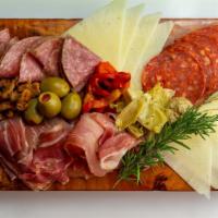 House Board · Prosciutto, Chorizo, Sopressata, Asiago & Manchego Cheeses . Served with Pita and Olives