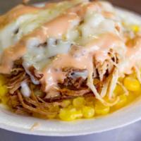 Maicito Mixto · Chicken and beef. Corn, shredded beef and chicken. Sweet grated corn kernels. Includes mozza...