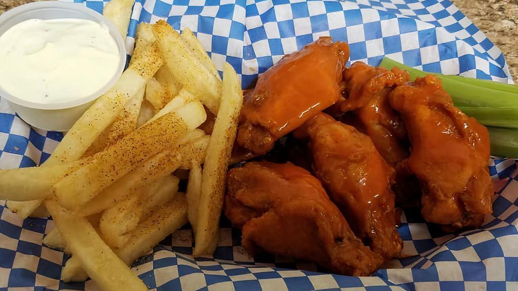 Breaded Wings · Get your wings the way you want them! Enjoy five or ten hand-breaded wings drenched in your favorite flavor! Served with Ranch. One dipping sauce for every five wings.