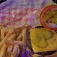 Double Cheeseburger All The Way · Two mouth watering all beef patties served with american cheese topped with lettuce, tomatoe...
