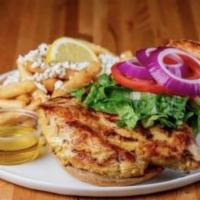 Grilled Chicken Sandwich · Grilled chicken breast with lettuce,. tomato and onion.