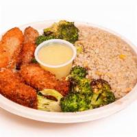 Earth Matters Bowl · Veggie Quinoa, Roasted Broccoli, Vegan Protein of the Day, and a side of Citrus Vinaigrette