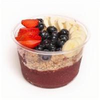 Byo Açaí Bowl · Vegan, gluten-free Açaí base topped with granola and your choice of toppings.