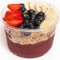 Berry Classic Açaí Bowl · Acai Bowl topped with granola, Banana, Blueberries, and Strawberries