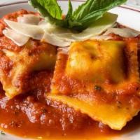 Ravioli · Served with choice of meat, cheese or spinach filling.