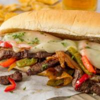 Philly Cheese Steak + Fries · lettuce, tomato, mayo, beef, provolone cheese, onion & red peper + french fries