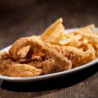 Tiras De Pollo Empanizado · Breaded chicken fingers. Served with fountain soda and one of the following; french fries, w...