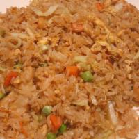 Thai Fried Rice · Stir-fried rice with scrambled egg, chicken, shrimp and onions.