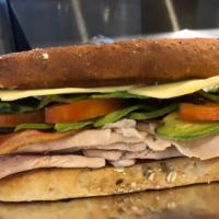 Oakland Club Sandwich · hoagie, turkey, avocado, bacon, cheese, lettuce, tomato,  cucumber,  sprouts, mayo, mustard,...