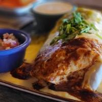 Chicken Burrito · Served with a side of  Pico de gallo  filled with mexican rice, cheese, refried beans topped...