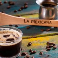 Iced Espresso · Colombian certificate fair-trade coffee; saving the rain forest.