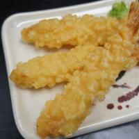 Shrimp Tempura (3 Pcs) · Deep Fried Shrimp with scallion & sesame seeds, drizzled with sweet aioli & spicy aioli