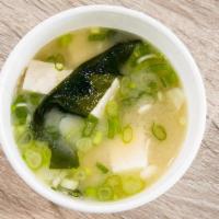 Miso Soup · Made from flavorful dashi (soybean paste) with added tofu chunks and small seaweed strips. F...